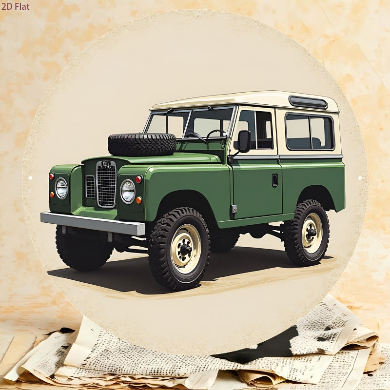 20x20cm Vintage Off Road Vehicle Metal Sign Round Aluminum License Plate For Garage Cave Office Retro Auto Decoration - Image 1