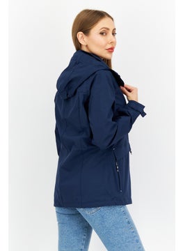 Trespass Women Hooded Plain Windbreaker Jacket, Navy Blue  - Image 2