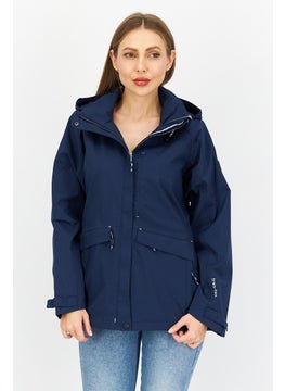 Trespass Women Hooded Plain Windbreaker Jacket, Navy Blue  - Image 1