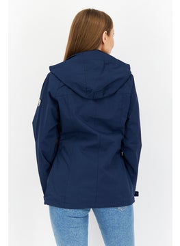 Trespass Women Hooded Plain Windbreaker Jacket, Navy Blue  - Image 4