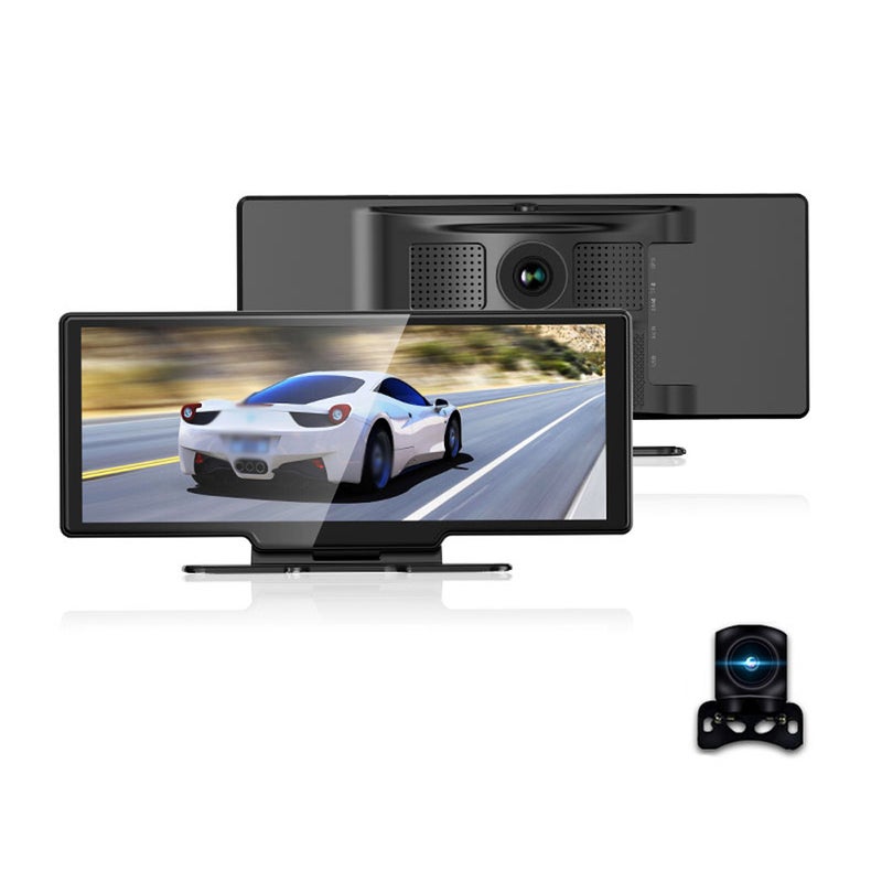 كاميرا مراقبة قيادة سيراليزيه (DVR) بدقة 4K أمامية وخلفية مع شاشة لمس مقاس 10.26 بوصة مع دعم Carplay و Android Auto، مع إمكانيات FM و WiFi مدمجة، ودعم مستشعر G، ومراقبة موقف السيارة، والتسجيل المتكرر، والاتصال بدون استخدام اليدين - Image 1