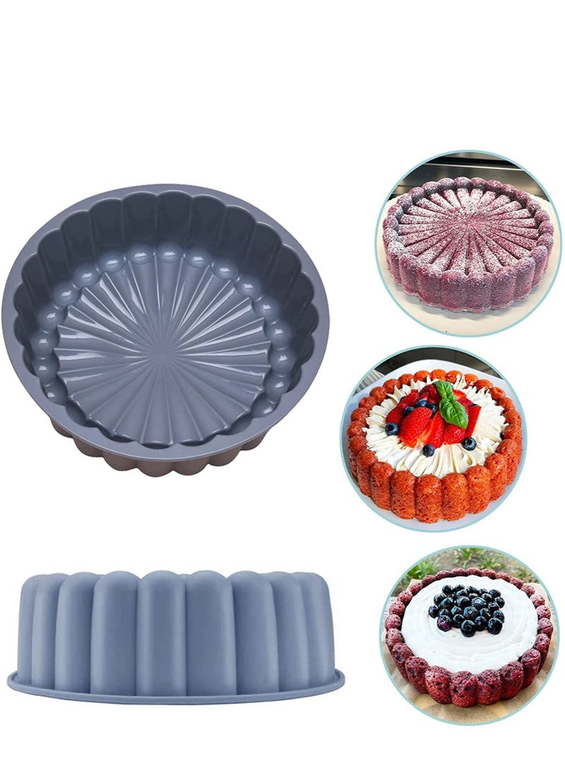 Excefore Charlotte Cake Pan Silicone, 18cm Nonstick Round Molds for Cheesecake Gray - Image 2