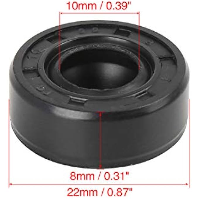 ريحني غطاء مطاطي أسود بحجم 10 مم × 22 مم × 8 مم مع ختم عمود زيت Tc مزدوج الشفة لسيارة أوتوماتيكية - Image 2