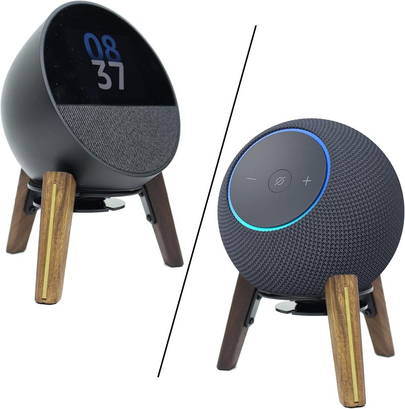 Alloery Desk Stand Compatible with Echo Spot Wood and Homepod mini Stand Protect Speaker Sound Better Stable Wooden Mount Holder for All Suitable Sized Speakers - Image 1
