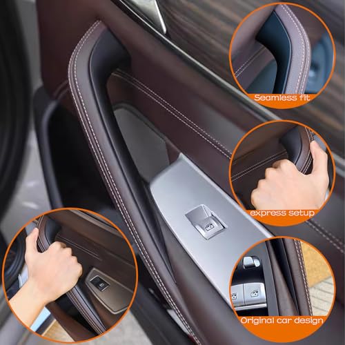 CHUANGHUI 4PCS Car Door Handle Cover Interior Door Pull Handles Protective Decorate Covers Fit for BMW 5 Series G30 G31 2017-2022 520i 520d 525d 530e 530i 540d 540i 550i (Black) - Image 3