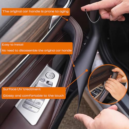 CHUANGHUI 4PCS Car Door Handle Cover Interior Door Pull Handles Protective Decorate Covers Fit for BMW 5 Series G30 G31 2017-2022 520i 520d 525d 530e 530i 540d 540i 550i (Black) - Image 2