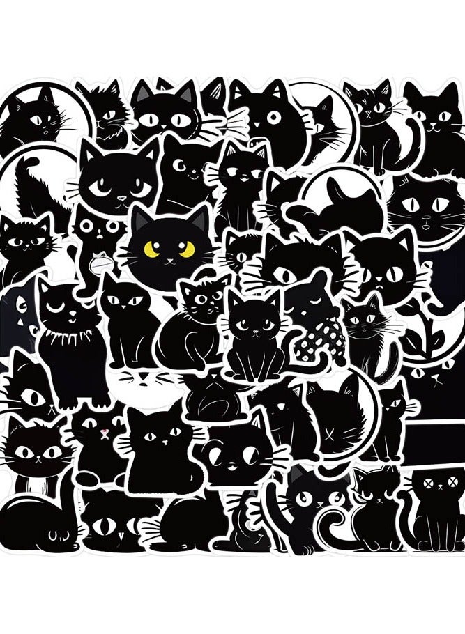 INSENSE 50 cartoon waterproof stickers，black cat emoji graffiti stickers, decorate guitar, laptop, suitcase DIY waterproof stickers - Image 1