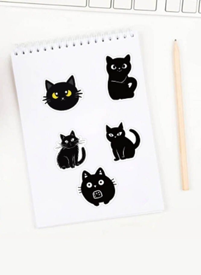 INSENSE 50 cartoon waterproof stickers，black cat emoji graffiti stickers, decorate guitar, laptop, suitcase DIY waterproof stickers - Image 5