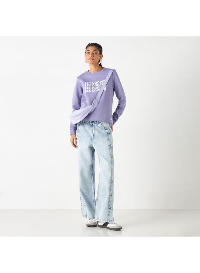 Lee Cooper Lee Cooper Logo Embossed Sweatshirt with Long Sleeves  - Image 2