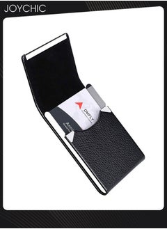 Joychic PU Waterproof Professional Business Card Holder Case Luxury Metal Name Card Storage with Magnetic Shut Wallet Credit Card ID Case for Men Women Black Office Work  - Image 2