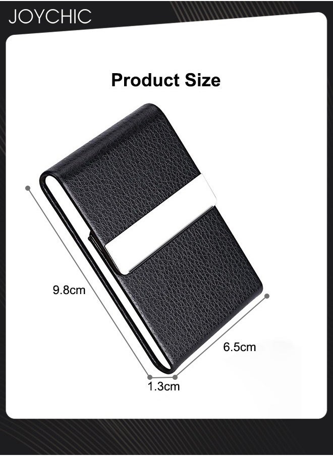Joychic PU Waterproof Professional Business Card Holder Case Luxury Metal Name Card Storage with Magnetic Shut Wallet Credit Card ID Case for Men Women Black Office Work  - Image 5