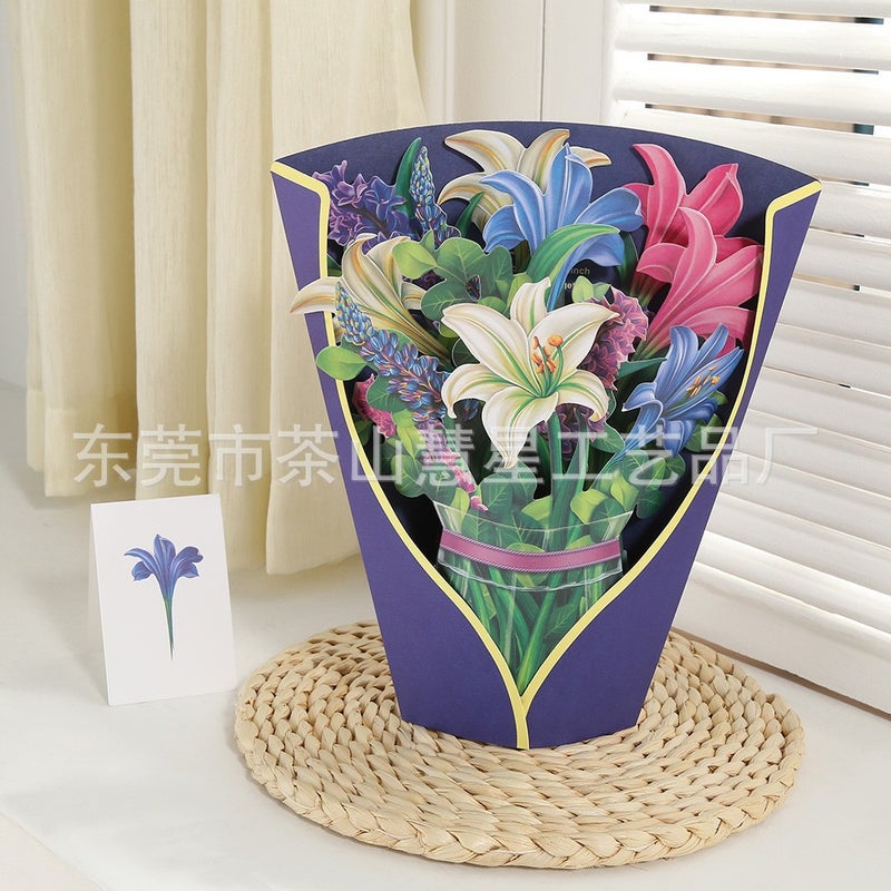 3D Greeting Card For Valentine'S Day And Mother'S Day, Paper Bouquet Of Flowers, Thank You And Blessing Gift, Holiday Limited Edition Flower Bouquet - Image 4