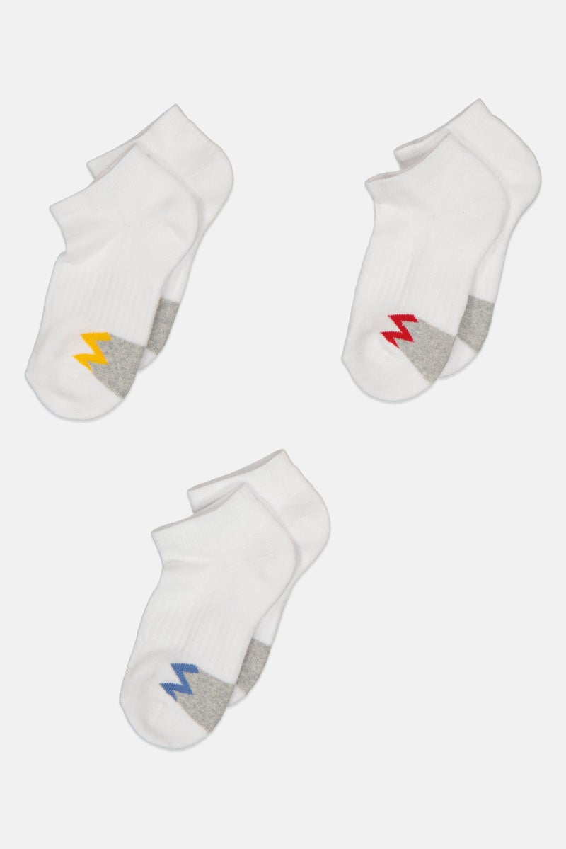 RBX Toddlers Boy 3 Pairs Boy Solid Ankle Socks, White  - Image 2