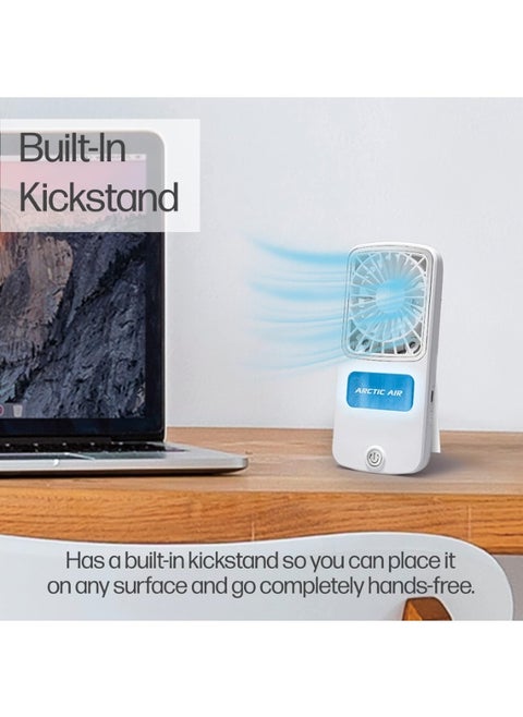 Portable mini air conditioner Suitable for all ages and can be used for newborns to humidify their air. The air conditioner runs on a power bank and operates for 2 to 3 hours after a power outage, depending on the speed.* It has a small water bottle, but a larger one can be used. It charges via a Type-C cable.
