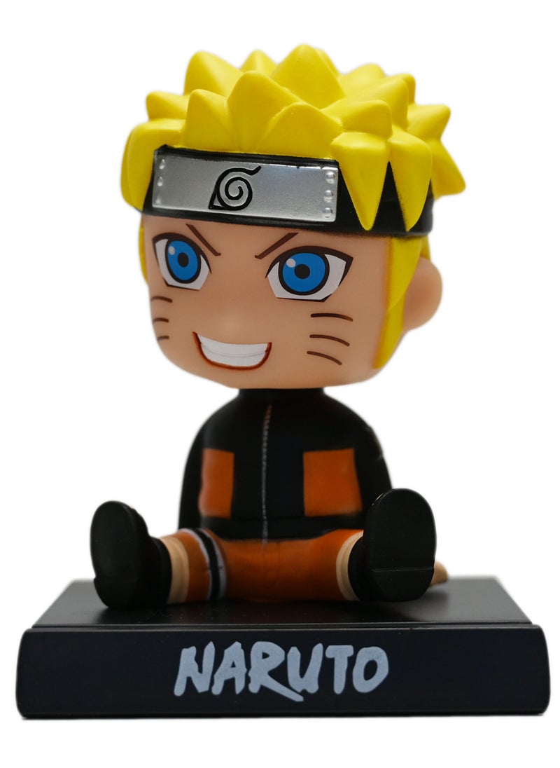 Generic - Super Hero Naruto Human Mode Action Figure Limited Edition Bobblehead with Mobile Holder for Car Dashboard, Office Desk & Study Table Anime Hero Bobblehead Mobile Phone Holder Car Decorations - Image 1