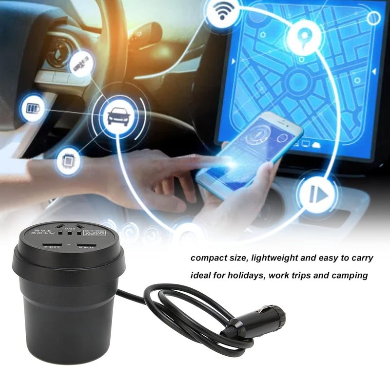 محول كهرباء سيارة 150 واط من 12V-24V إلى 220V - عاكس جهد للمركبات مع منفذي USB 3.0 للشحن السريع - مقبس عالمي ومحول ولاعة سجائر - Image 4