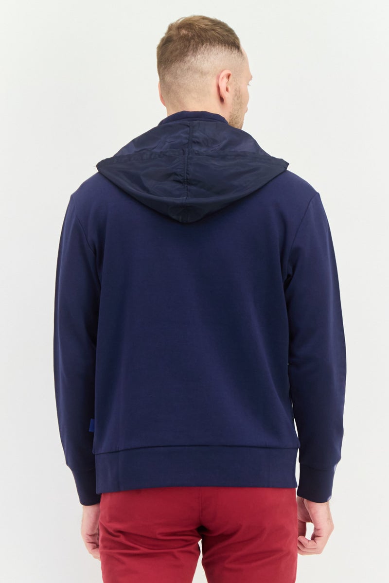 Gas Jeans Men Long Sleeve Brand Logo Hoodie, Navy - Image 3