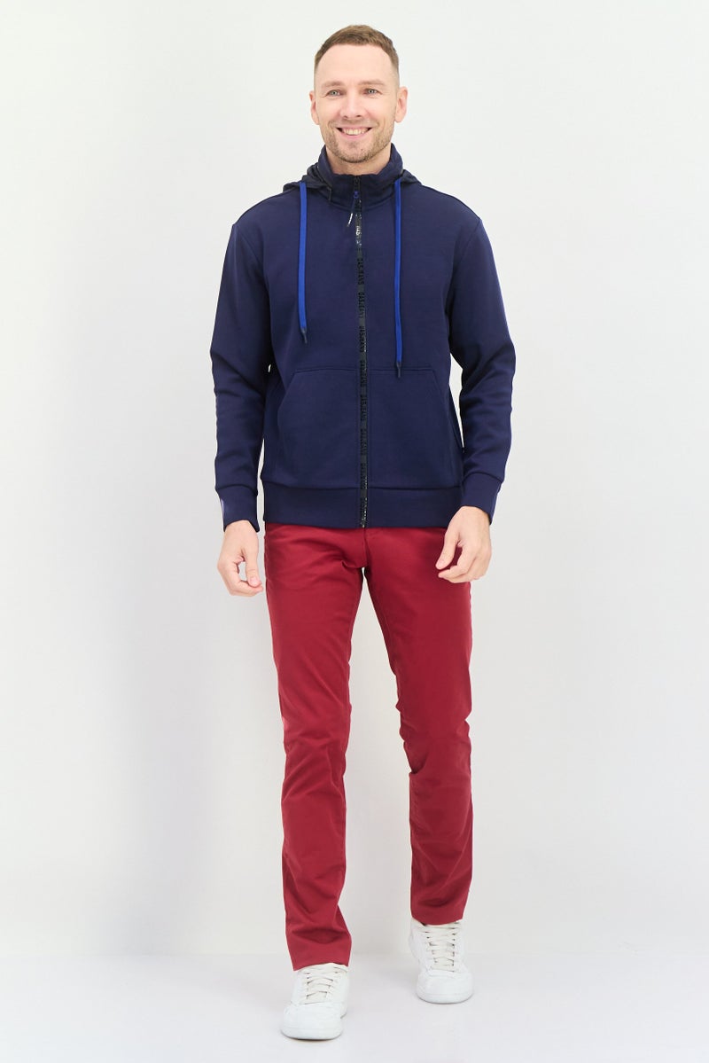 Gas Jeans Men Long Sleeve Brand Logo Hoodie, Navy - Image 2