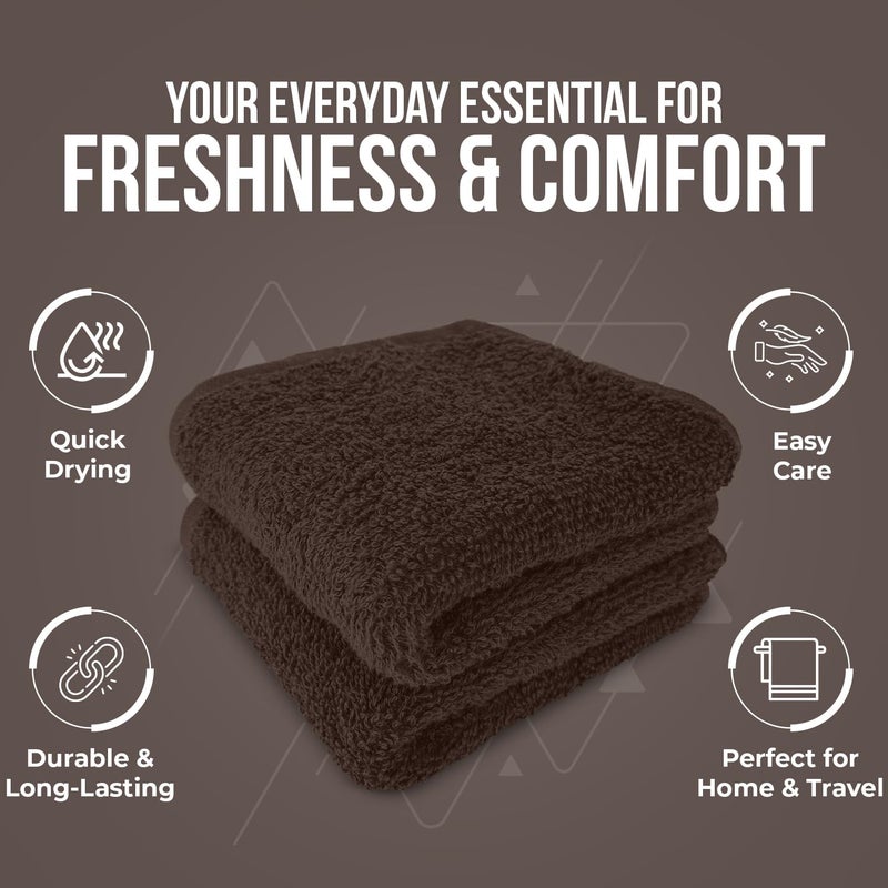 DAN RIVER 24 Pack Wash Cloths for Showering [12x12] - 100% Cotton Washcloths Premium Quality Flannel Face Cloths for Bathroom, Highly Absorbent and Soft Feel Wash Clothes, Brown - Image 5