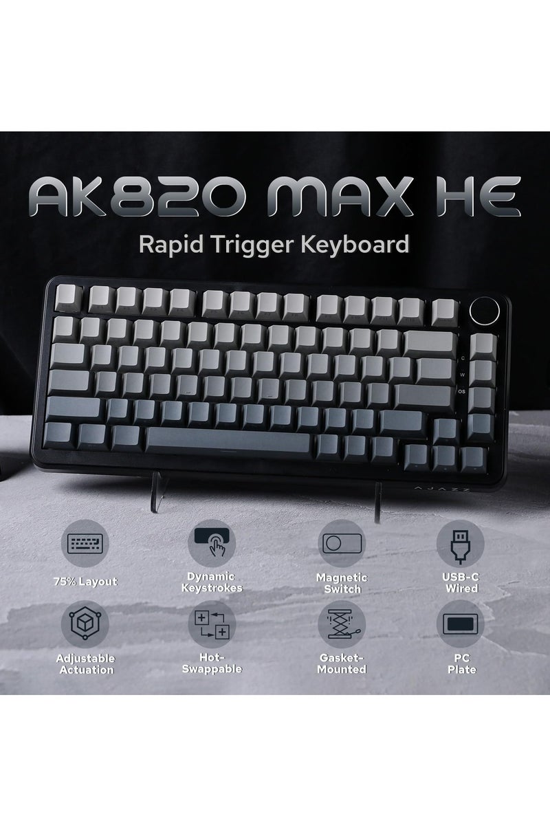 آجاز لوحة مفاتيح ألعاب مغناطيسية AK820 MAX HE بتأثير هول، تشغيل قابل للتعديل، معدل استطلاع 8 كيلوهرتز، لوحة مفاتيح سلكية سريعة، غطاء كريمي، إضاءة خلفية RGB، NKRO لنظامي التشغيل Windows وMac - Image 2