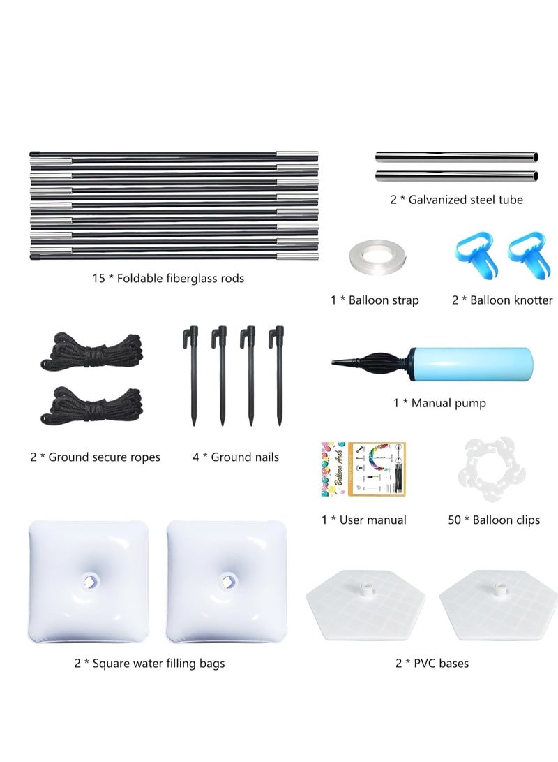 Balloon Arch Stand Kit with Water Base, Adjustable Balloon Garland Stand with 50Pcs Balloon Clips for Wedding Birthday Baby Shower Graduation Party Supplies Halloween Decoration - Image 5