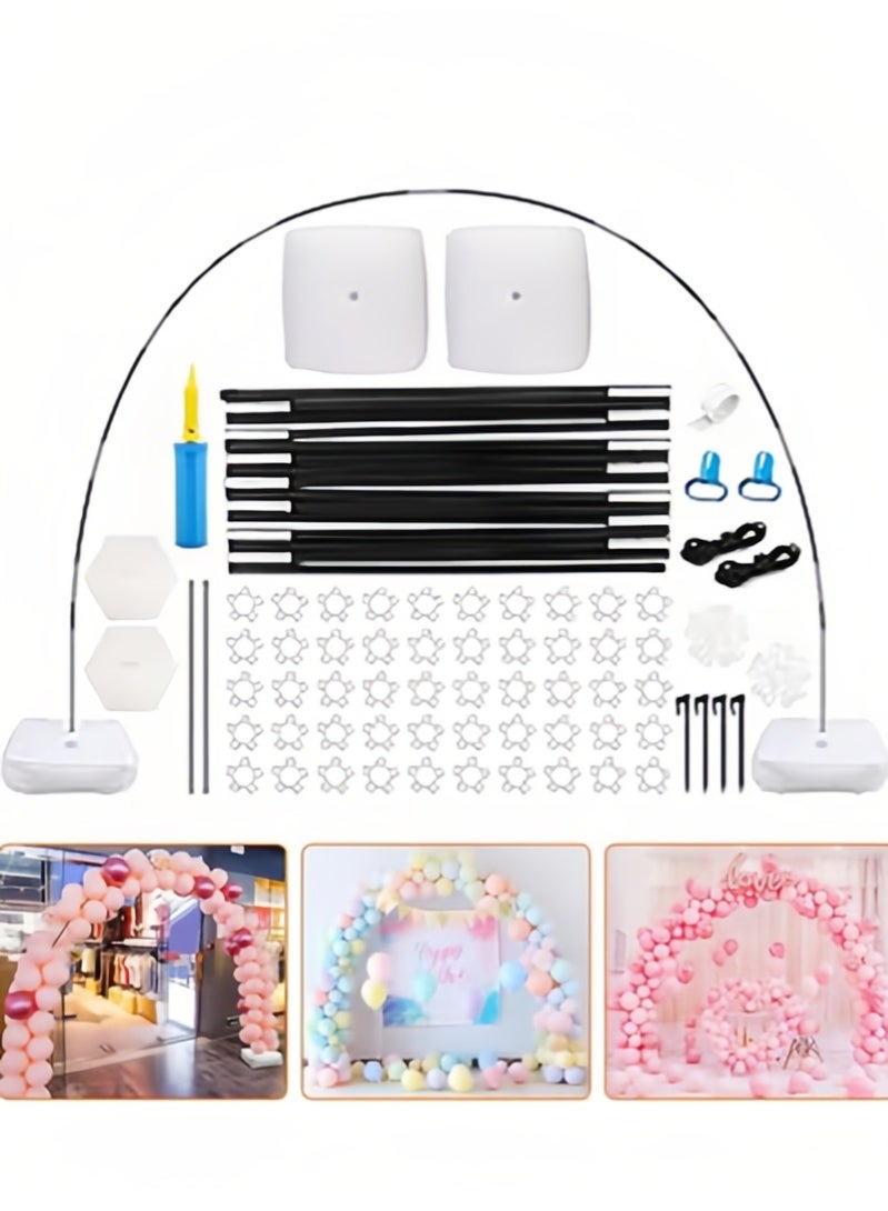 Balloon Arch Stand Kit with Water Base, Adjustable Balloon Garland Stand with 50Pcs Balloon Clips for Wedding Birthday Baby Shower Graduation Party Supplies Halloween Decoration