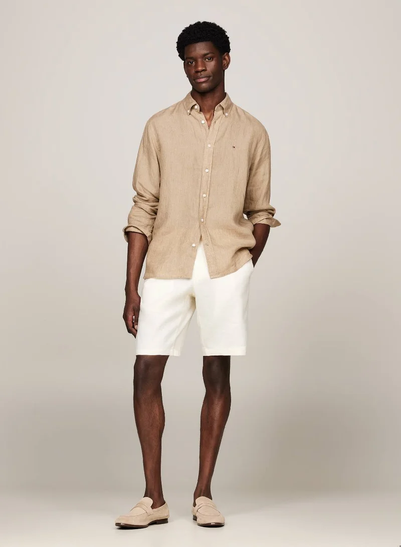 TOMMY HILFIGER Men's Harlem Drawstring Skinny Fit Chino Shorts -  Linen blend, Beige