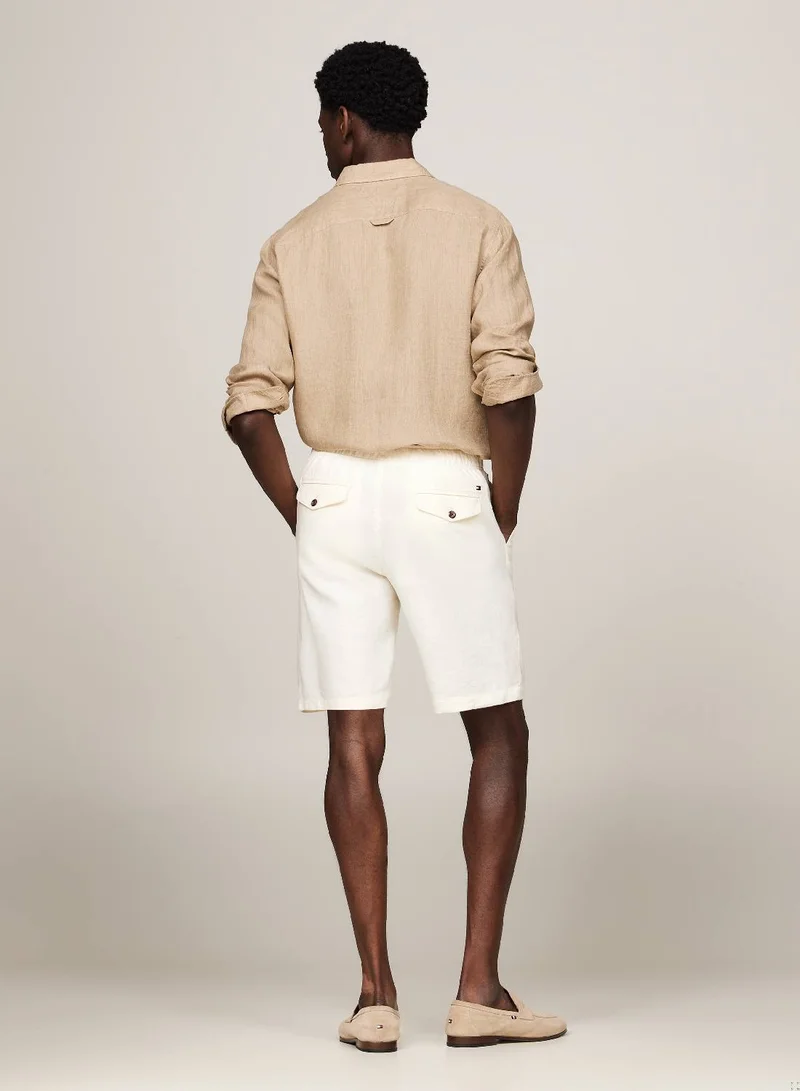 TOMMY HILFIGER Men's Harlem Drawstring Skinny Fit Chino Shorts -  Linen blend, Beige