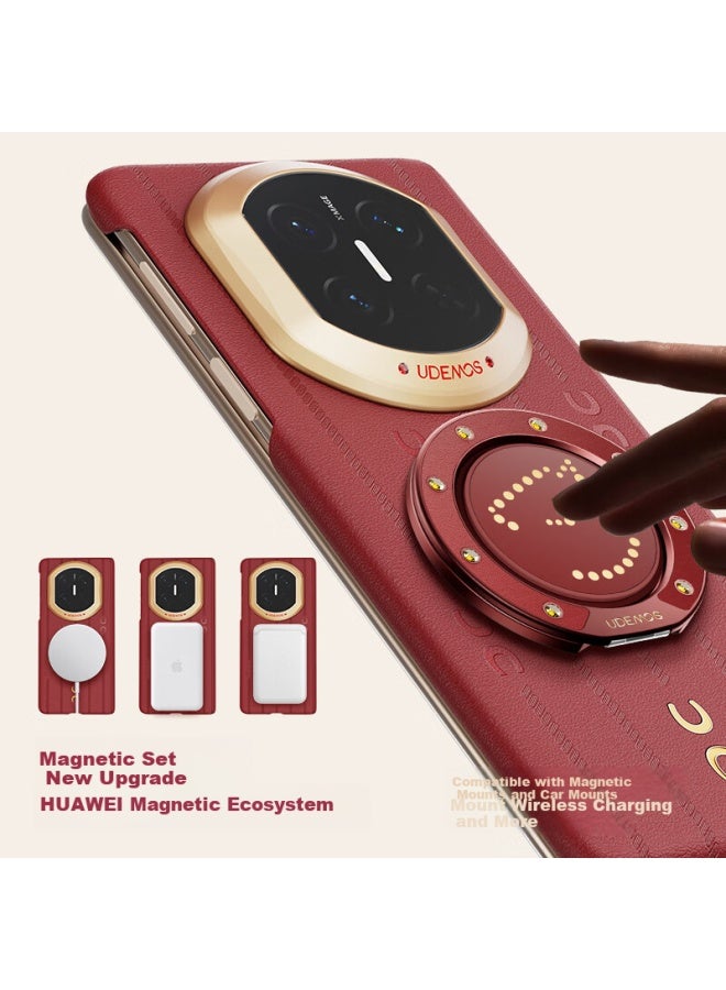Defense Juesse "treading The Wind" Magnetic Leather Anti-drop Hinge Full-coverage Protective Case For Huawei Mate X7, Fashionable Women's Udemos Wind Trace White - Image 2