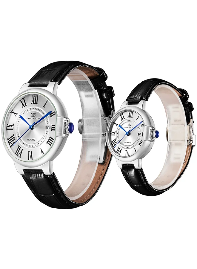كينيث سكوت Kenneth Scott Couple 's White  dial Analog watch - K23053P-SLBW