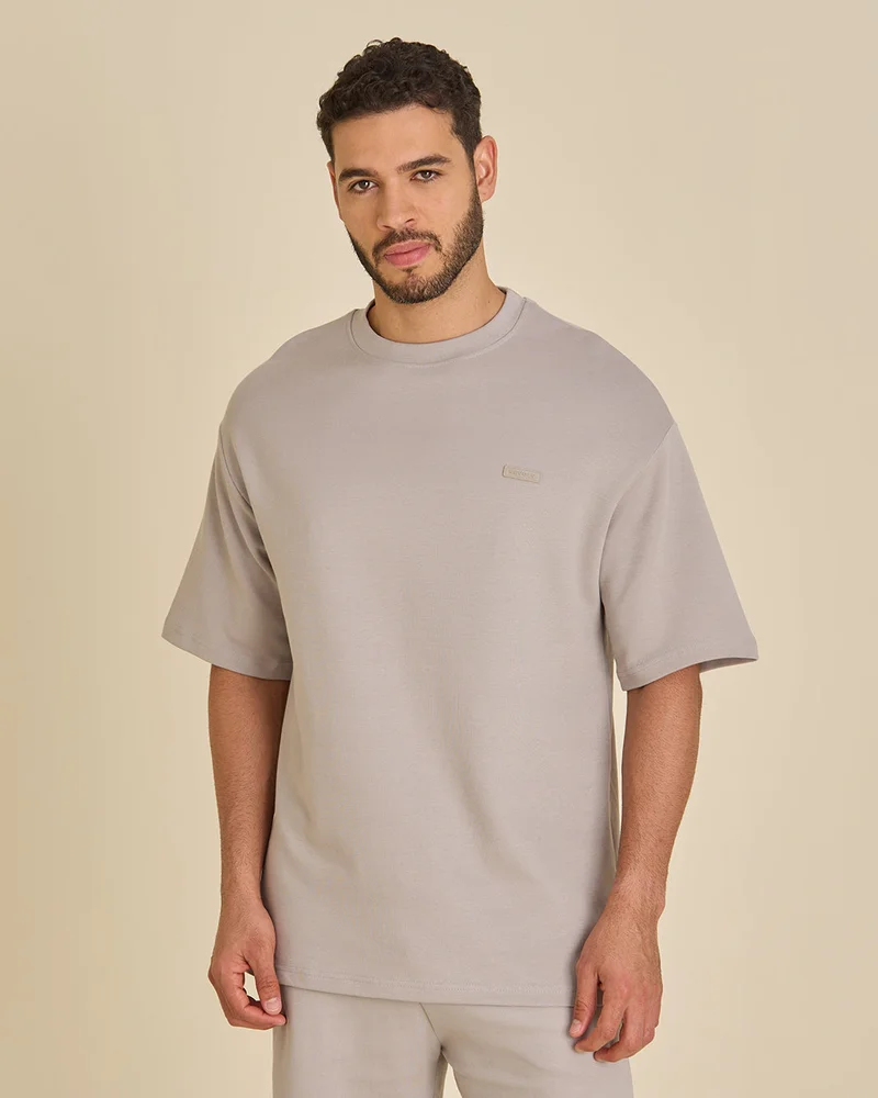 Redtag Men Grey Plain T-Shirt