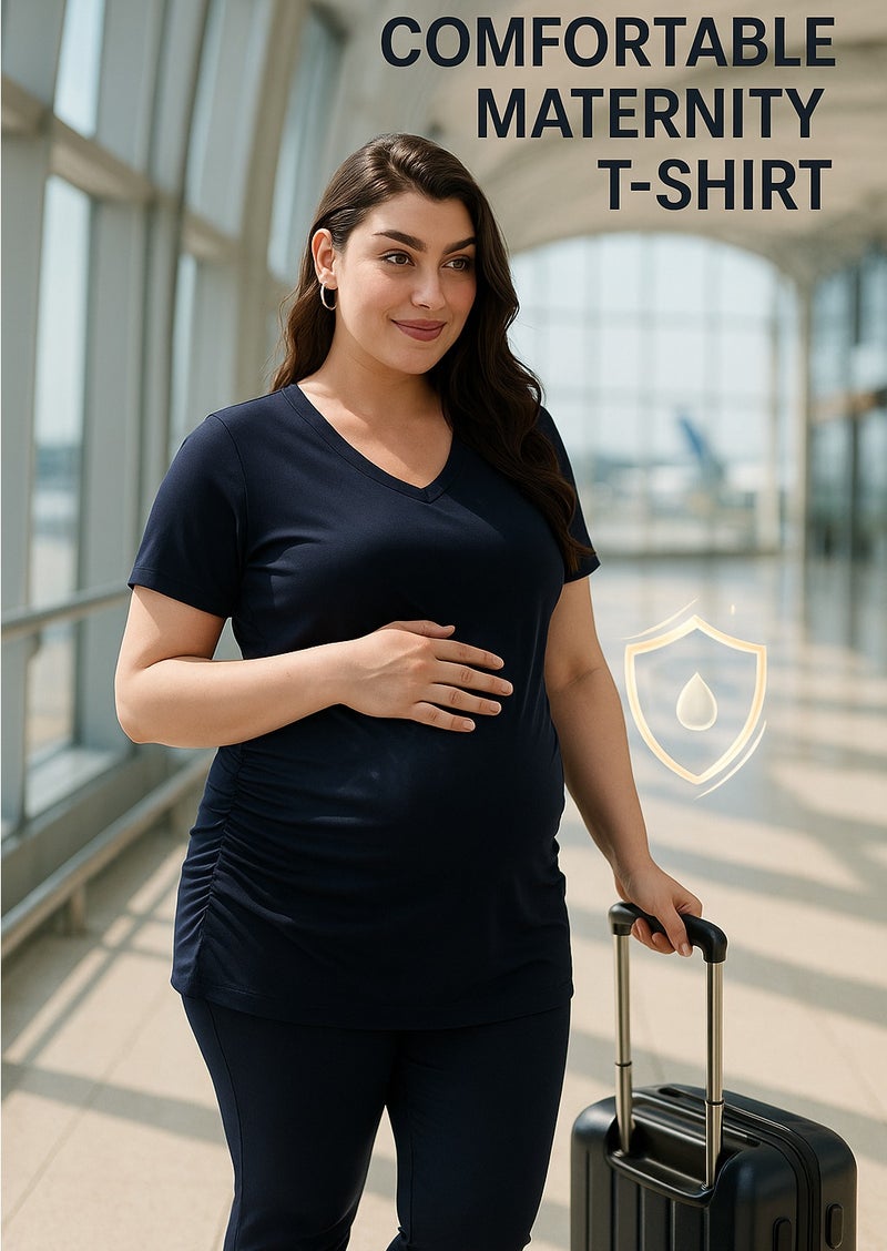 TUMMY Maternity T-Shirt - Navy - Image 2