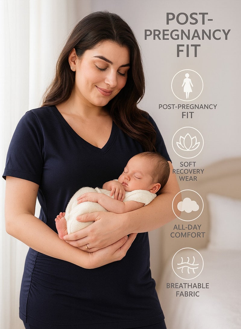 TUMMY Maternity T-Shirt - Navy - Image 3