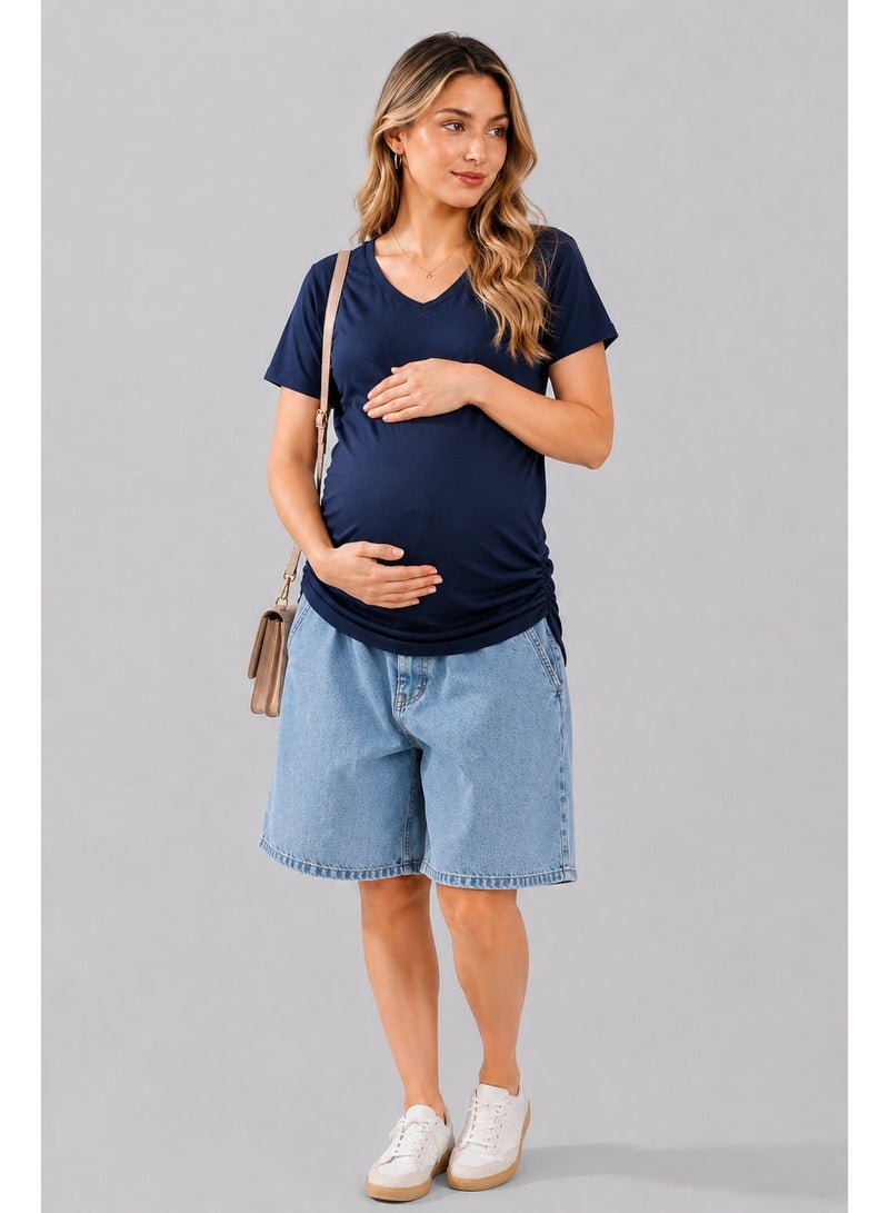 TUMMY Maternity T-Shirt - Navy - Image 1
