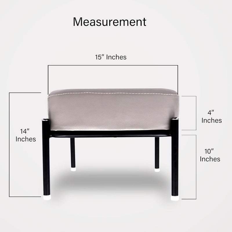 ZUGAD Fabric Vanity Stool for Makeup Room Rectangle Foot Stool Ottoman with Metal Legs Upholstered Boucle Footrest Lamb Vanity Bench for Dressing Table Bedroom Living Room 1pc - Image 2