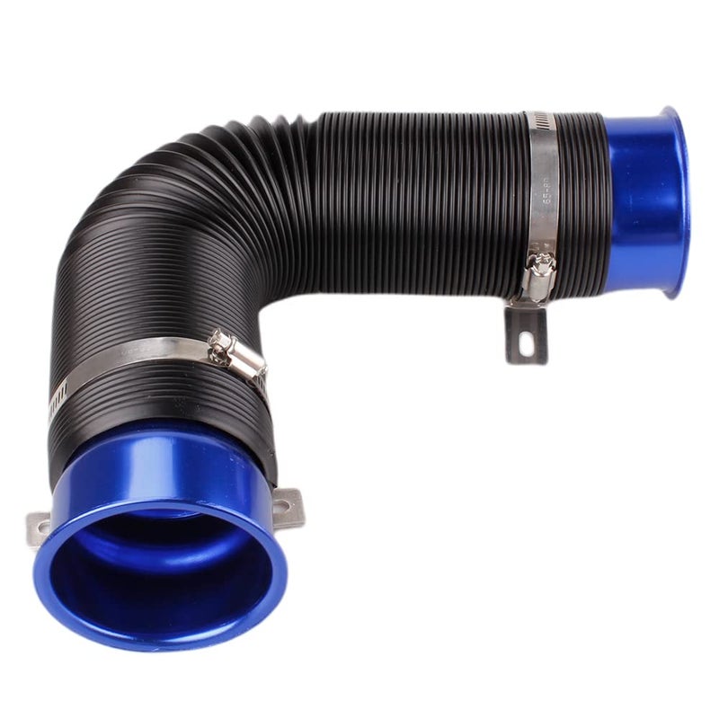 بارتو 3 أنبوب سحب الهواء البارد 76 مم أنبوب مرن قابل للتعديل أنبوب سحب الهواء البارد للسيارات فلتر سحب الهواء البارد عالمي أزرق
