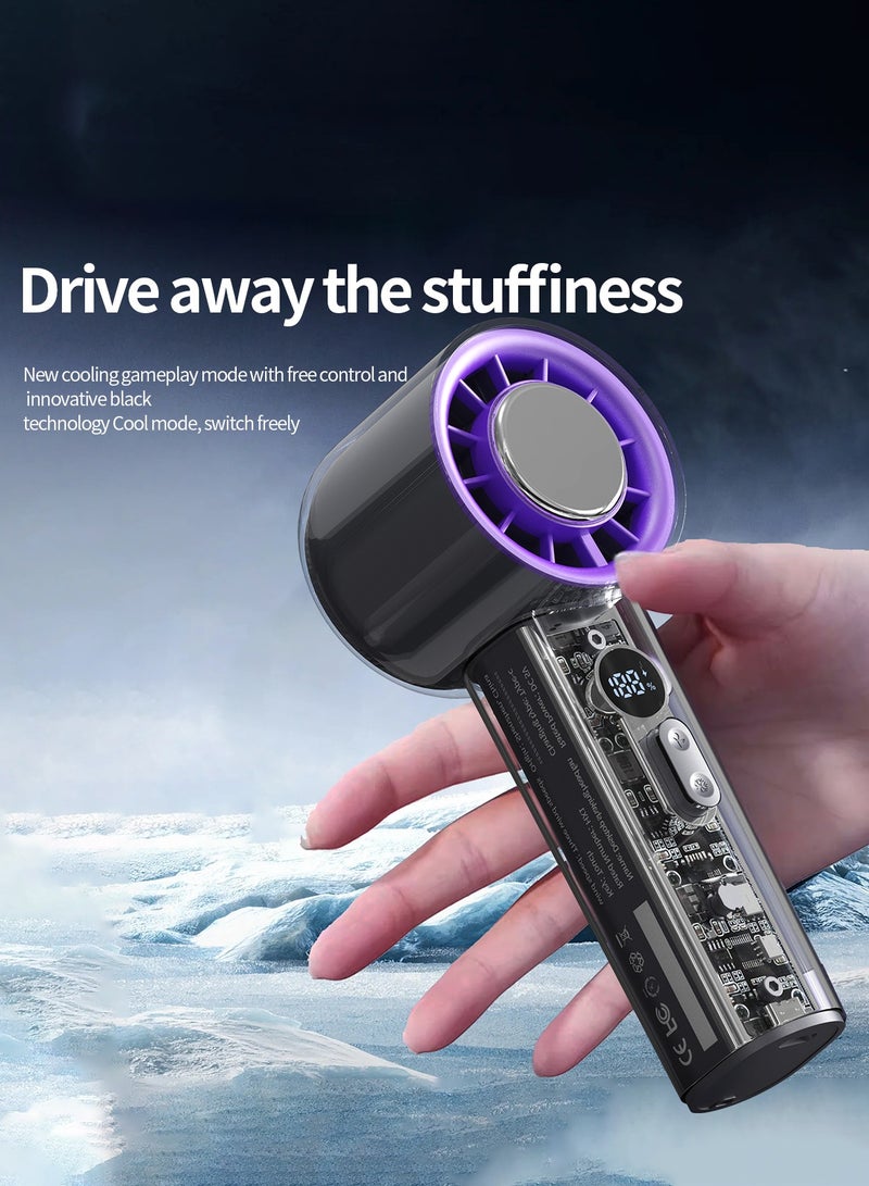 Luttec Ice Sense Semicductor Handheld Fan, Long Life 4000mAh Portable Mini Fan 100-speed Infinitely Variable Strong Wind Efficient and Fast Cooling, Refrigeration Compressor Mini Fan Type-C Fast Charging Home Office Outdoor Cooling Magic Tool - Image 2