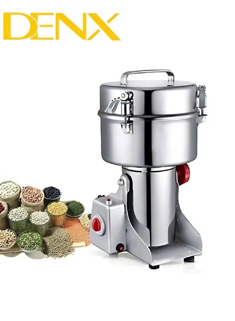 Denx Coffee Grinder Food Grinder Stainless Steel Blade Electric Grinding Machine Large Capacity Silver 800g 3000W Grinder - Image 1