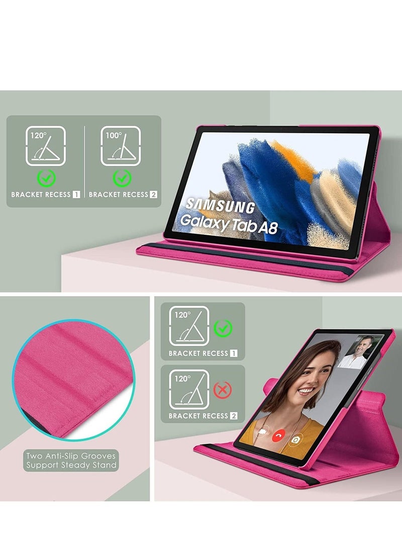 Case Compatible with Galaxy Tab A8 10.5" Case (SM-X200/X205/X207), Galaxy Tab A8 Case 10.5 inch,Auto Sleep/Wake 360° Rotating Stand Folio Leather Case for Tab A8 2022 (Rose Red) - Image 3