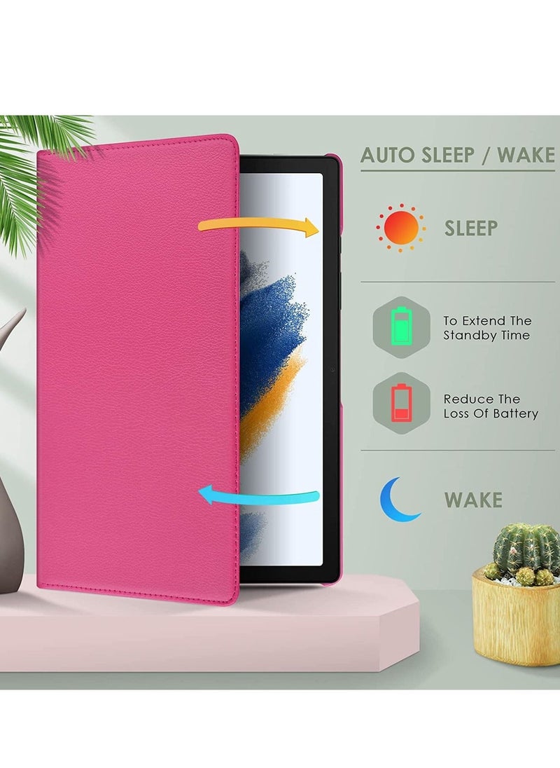 Case Compatible with Galaxy Tab A8 10.5" Case (SM-X200/X205/X207), Galaxy Tab A8 Case 10.5 inch,Auto Sleep/Wake 360° Rotating Stand Folio Leather Case for Tab A8 2022 (Rose Red) - Image 5