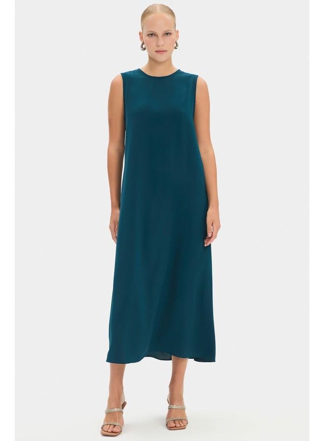 جون عباية نسائية بتفاصيل حجرية وربطة خصر - لون تركواز - Image 5