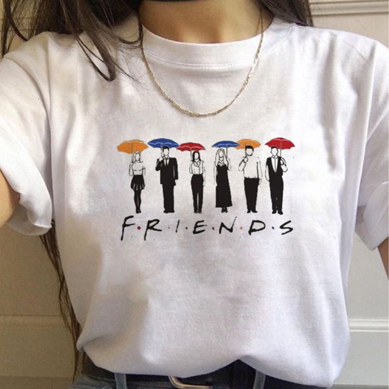Friends Tv American Tv Series Friends Short-Sleeved Men'S And Women'S Couple White T-Shirt - Image 1