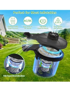 AGPtek AGPTEK Electric Air Pump, Portable Quick-Fill Air Pump with 3 Nozzles, 4.5kPa, 110V AC/12V DC, Inflator/Deflator Pumps for Outdoor Camping, Inflatable Air Mattress Beds, Boats, Swimming Ring  - Image 2
