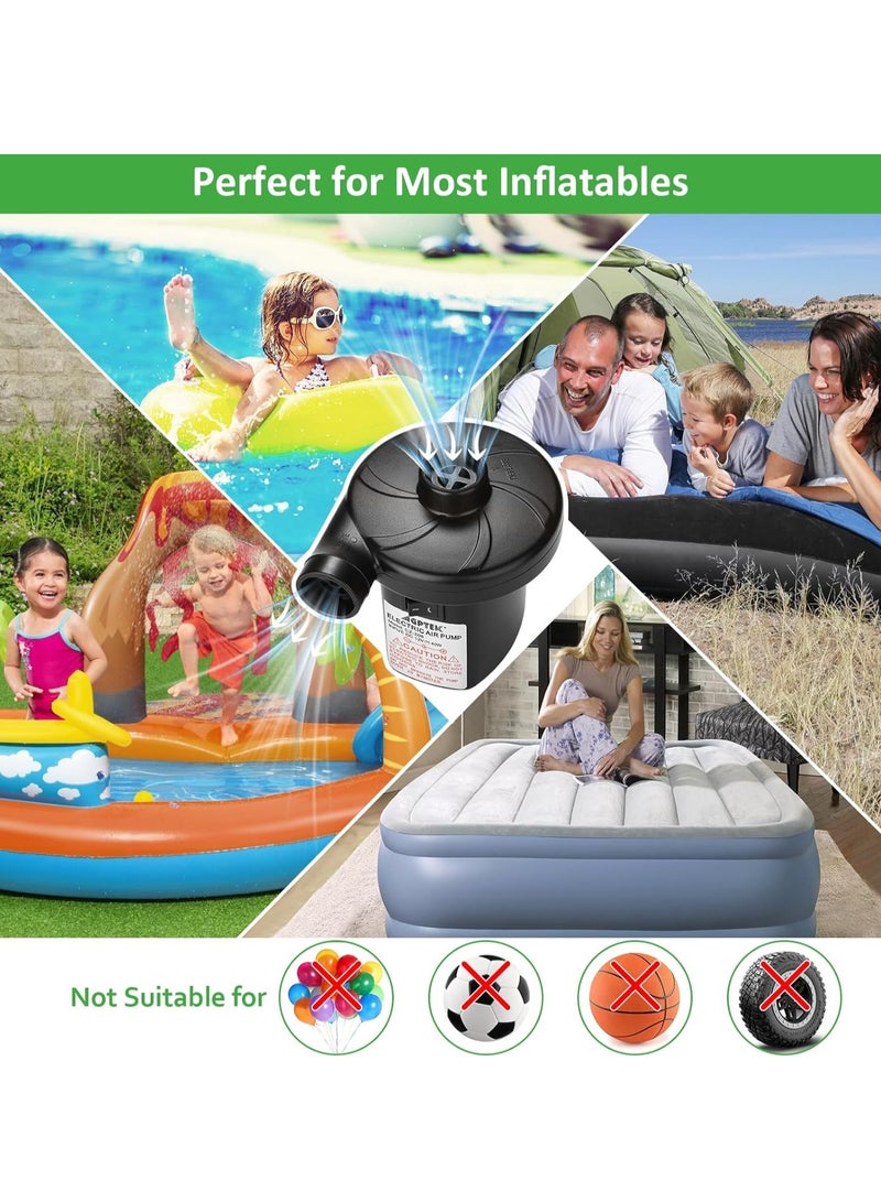 AGPtek AGPTEK Electric Air Pump, Portable Quick-Fill Air Pump with 3 Nozzles, 4.5kPa, 110V AC/12V DC, Inflator/Deflator Pumps for Outdoor Camping, Inflatable Air Mattress Beds, Boats, Swimming Ring  - Image 3