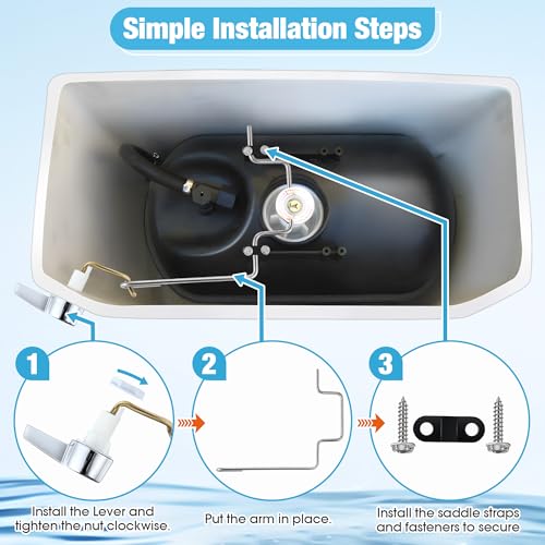 Dreyoo Pressure Assist Toilet Lever Compatible with 7382540020A Hand Trip Lever Compatible with American Standard Pressure Assisted 4086 Toilet Tank Polished ChromeLeft Hand - Image 3