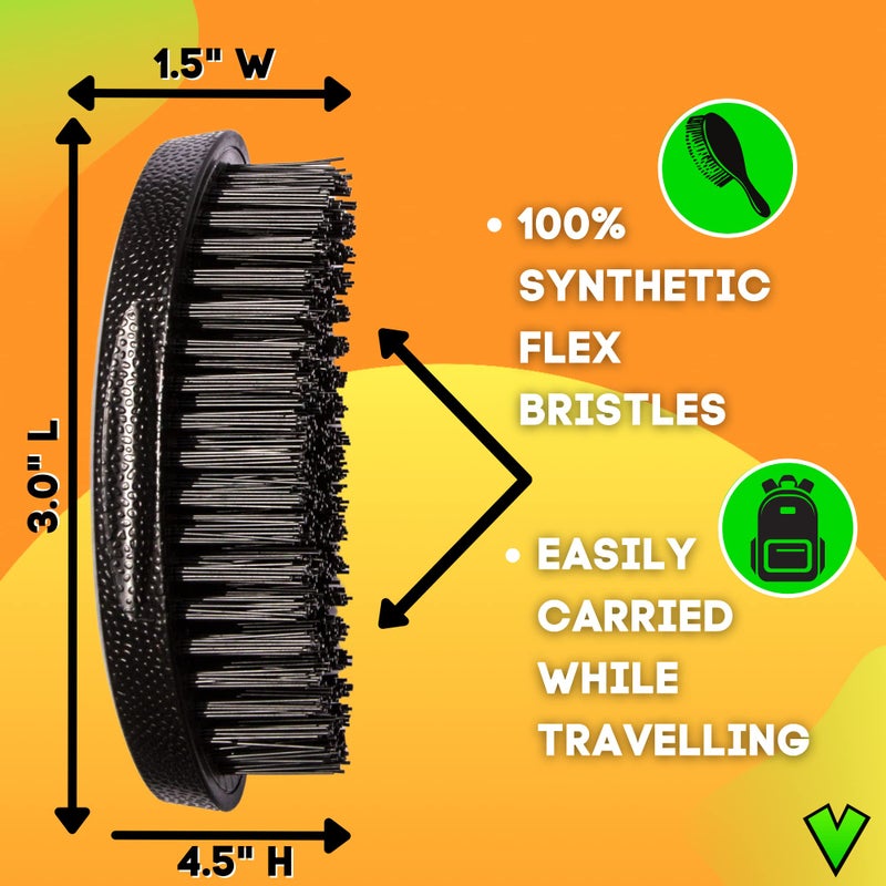 Veeta Superior Medium Wave Brush - Hair Brush for Men with 100% Synthetic Flex Bristles, Curved Design, and Protective Cover - Ideal for Short or Long Wavy Hair - Image 4