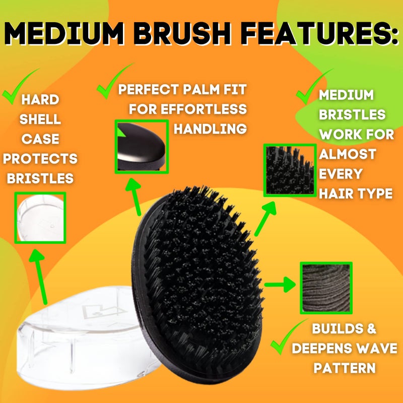 Veeta Superior Medium Wave Brush - Hair Brush for Men with 100% Synthetic Flex Bristles, Curved Design, and Protective Cover - Ideal for Short or Long Wavy Hair - Image 2