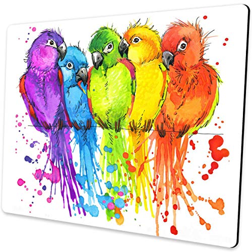 SHALYSONG Small Mouse Pad, Watercolor Parrot Personalized Animal Custom Design, Non-Slip Rubber Base for Computer Desk, Home Office - Image 1