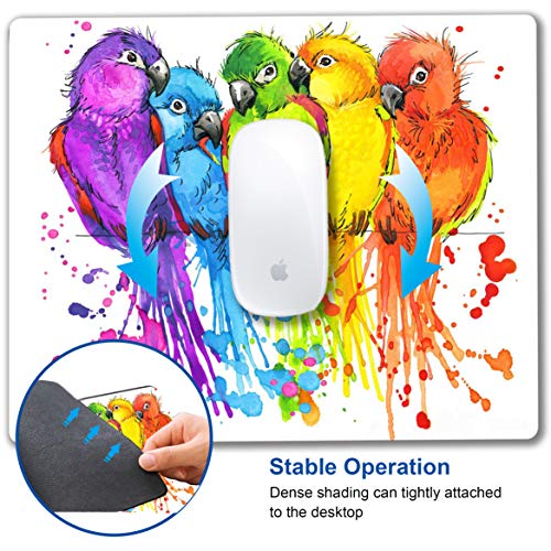 SHALYSONG Small Mouse Pad, Watercolor Parrot Personalized Animal Custom Design, Non-Slip Rubber Base for Computer Desk, Home Office - Image 5