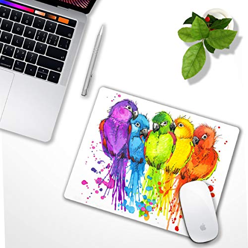 SHALYSONG Small Mouse Pad, Watercolor Parrot Personalized Animal Custom Design, Non-Slip Rubber Base for Computer Desk, Home Office - Image 2